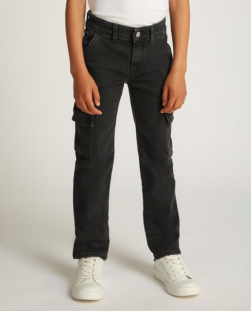 Imagem 0 de Jeans Straight Fit Tipo Cargo