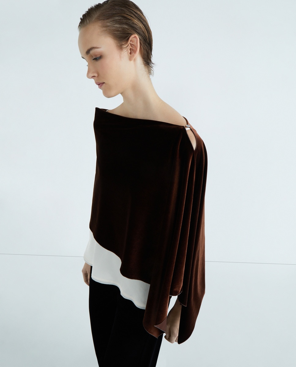 Écharpe de Veludo Fixada com um Botão Castanho-1