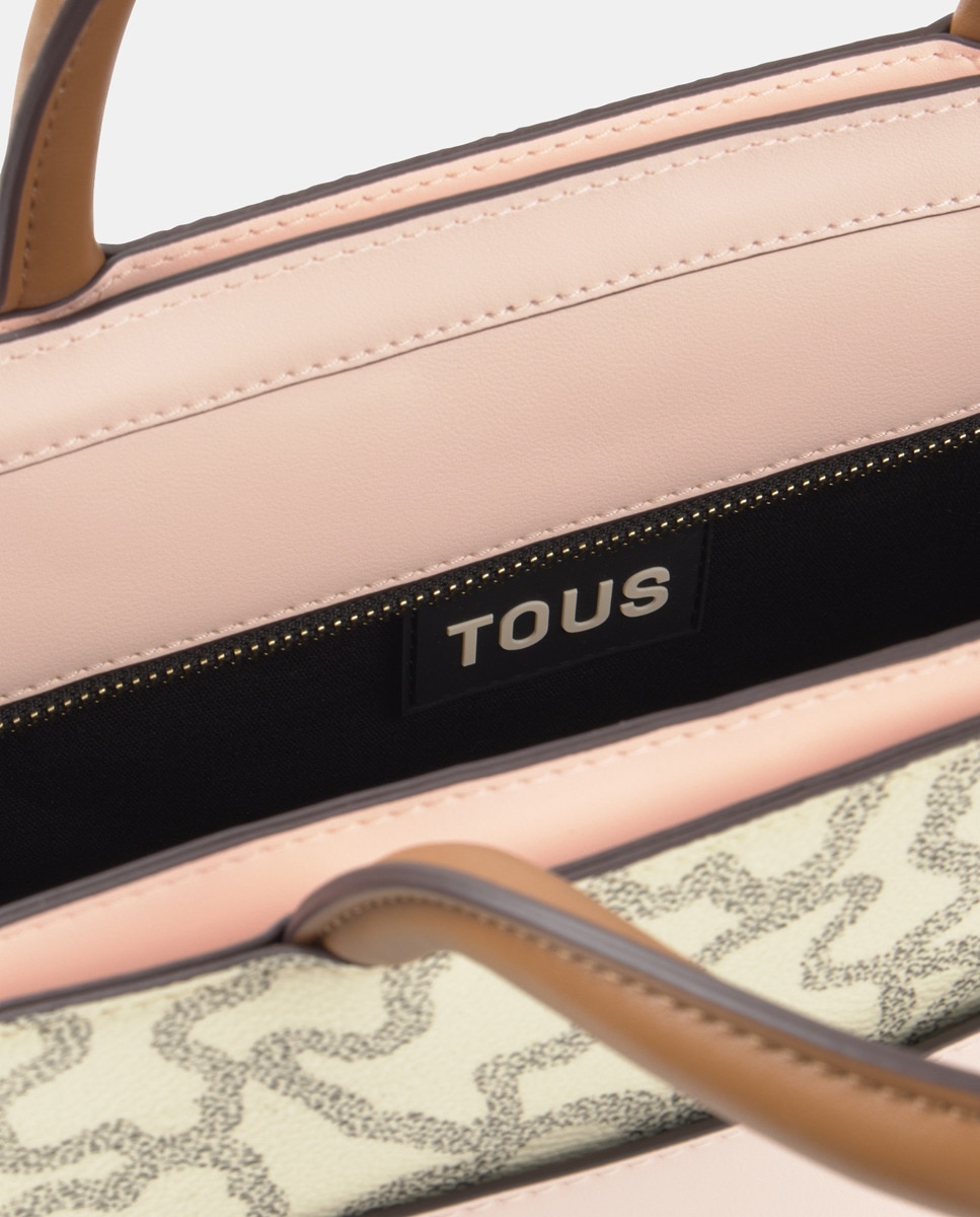 Mala Shopper Média com Fecho de Correr e Alça Dupla Bege-5