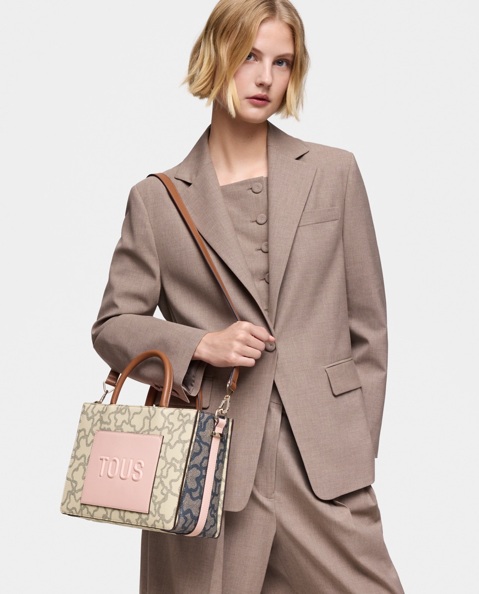 Mala Shopper Média com Fecho de Correr e Alça Dupla Bege-3