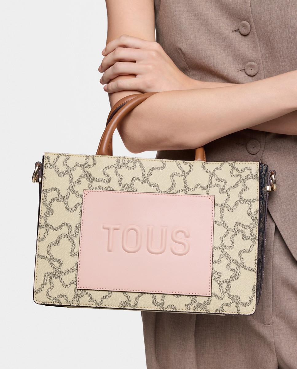 Mala Shopper Média com Fecho de Correr e Alça Dupla Bege-2