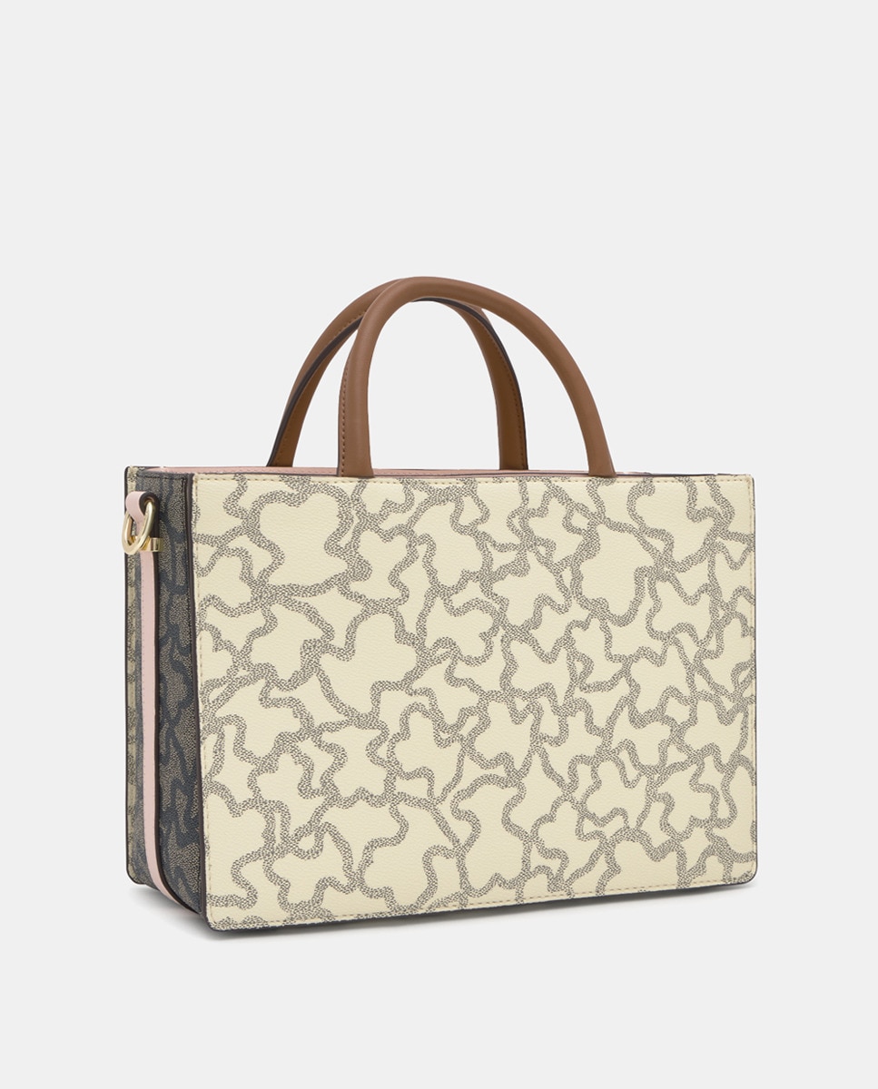 Mala Shopper Média com Fecho de Correr e Alça Dupla Bege-4