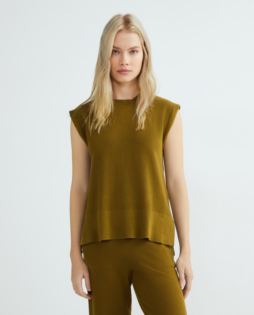 Top de punto mujer Verde claro-1