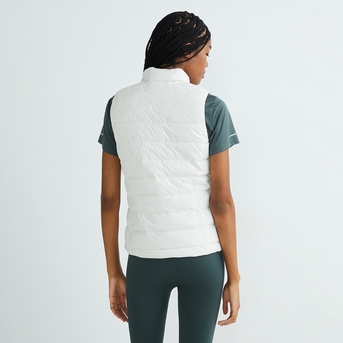 Chaleco acolchado con bolsillo interior de mujer Crema-3