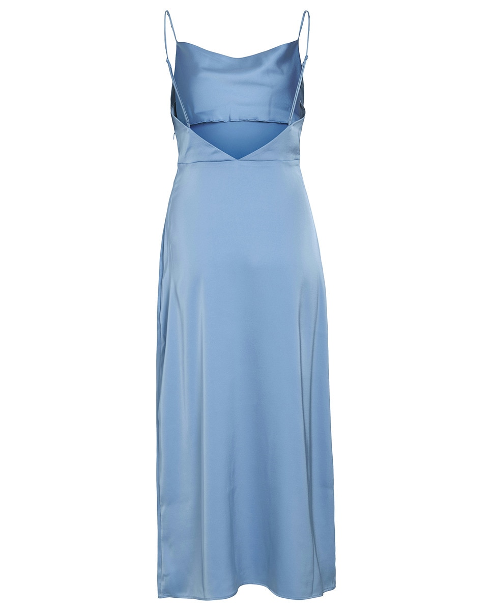 Vestido de Alças Acetinado Turquesa-7
