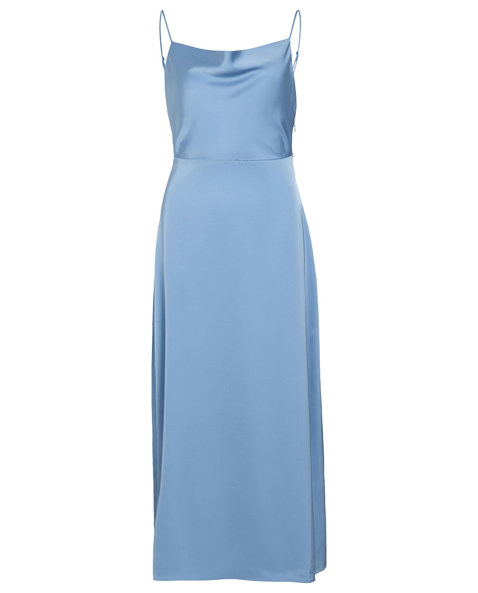 Vestido de Alças Acetinado Turquesa-6