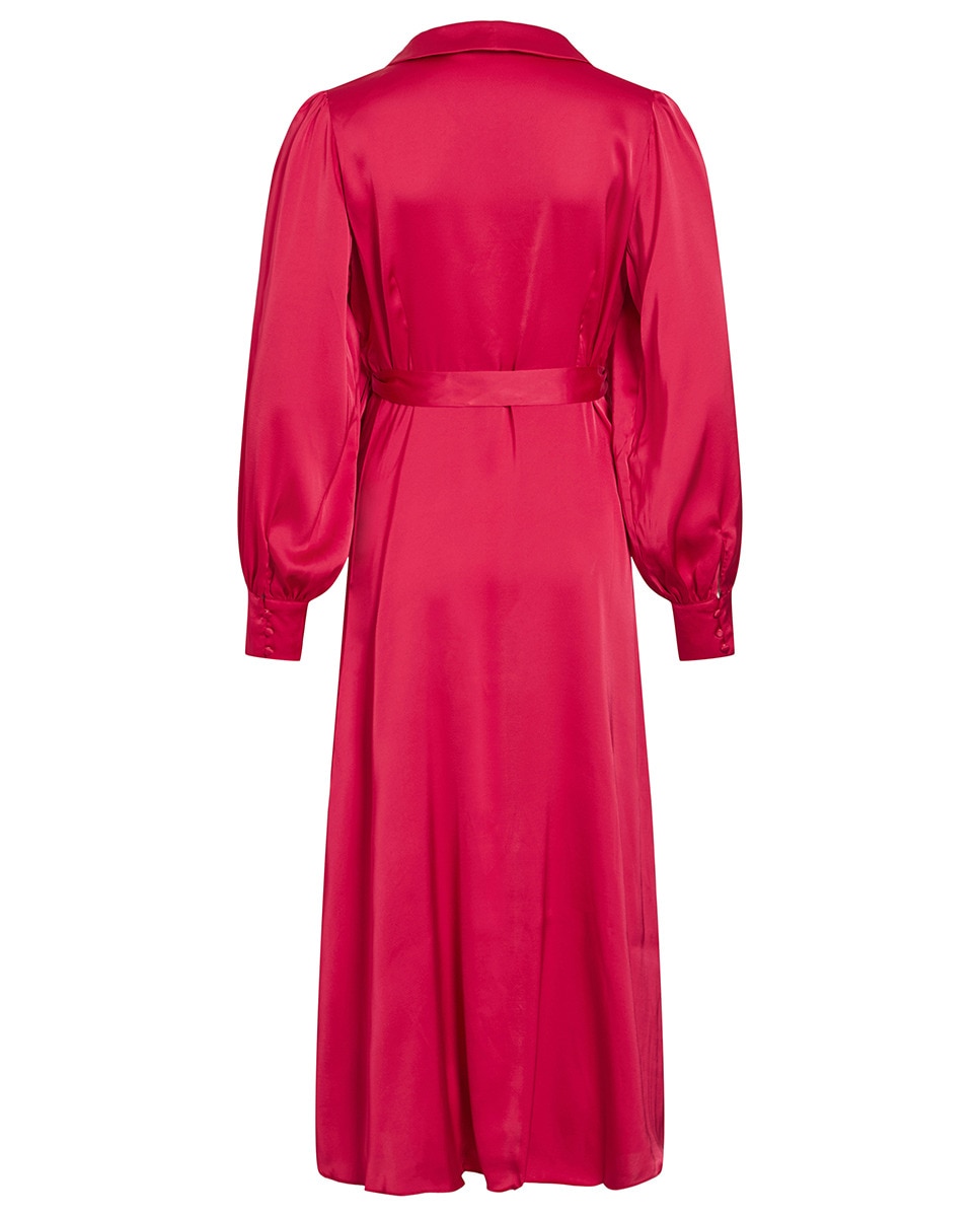 Vestido comprido acetinado Vermelho-6