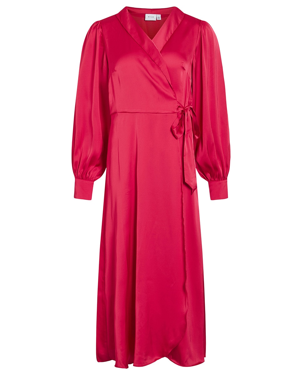 Vestido comprido acetinado Vermelho-5