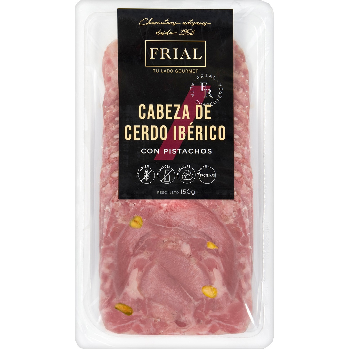 cabeza de cerdo ibérico con pistachos sin gluten sin lactosa sobre 150 g