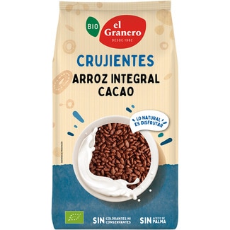 Bio arroz integral hinchado con agave y cacao ecológico bolsa 300 g - El Granero Integral