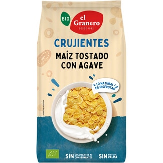 Bio copos de maíz tostado con agave de cultivo ecológico bolsa 300 g - El Granero Integral