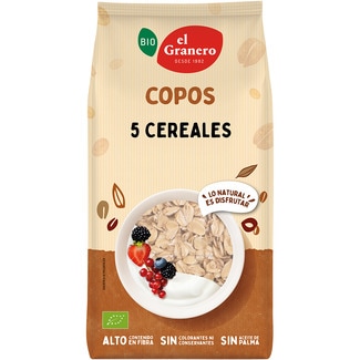 Bio copos de 5 cereales de cultivo ecológico sin aceite de palma bolsa 500 g - El Granero