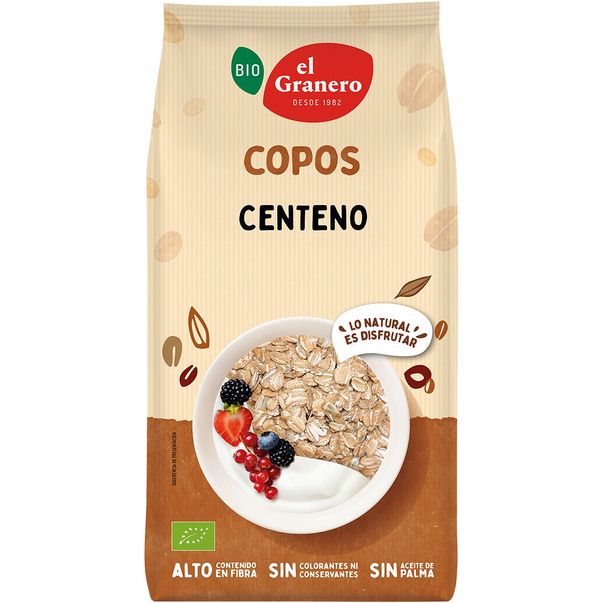 Bio copos de centeno de cultivo ecológico sin aceite de palma bolsa 500 g