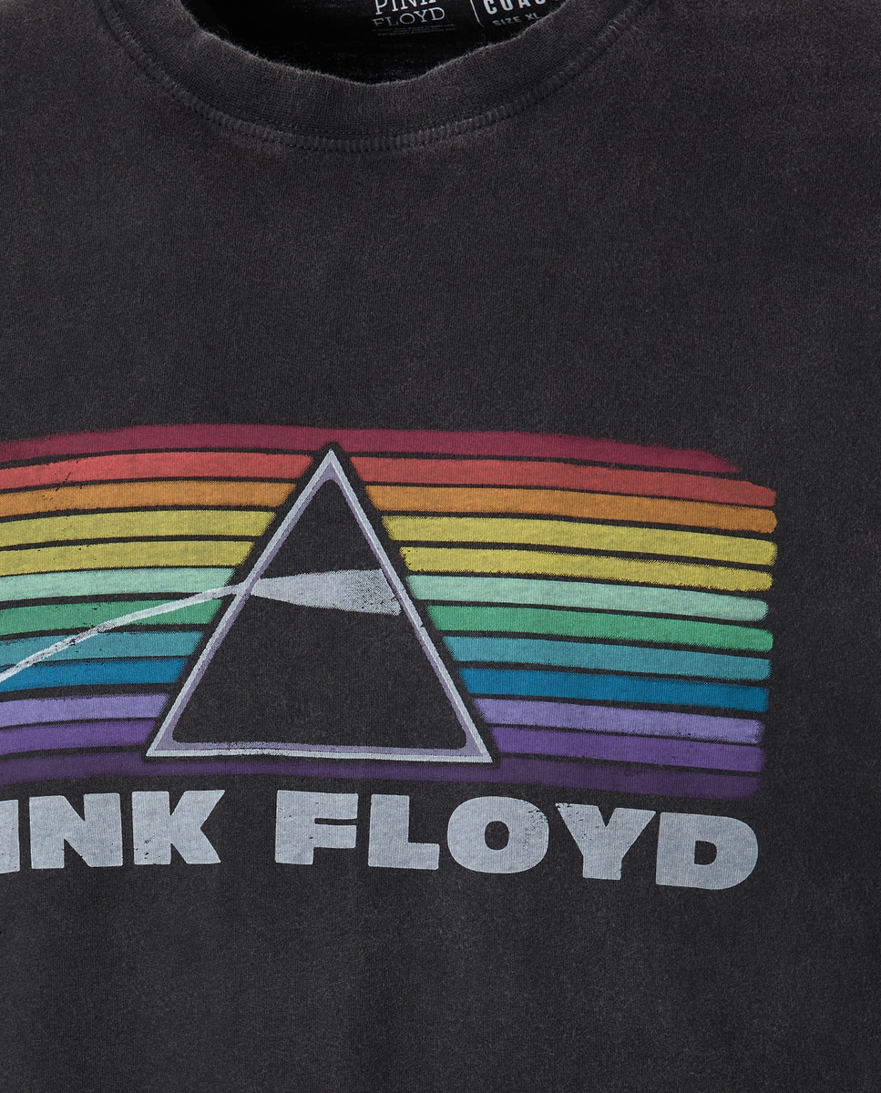 T-shirt de Manga Curta Licença da Música dos Pink Floyd Preto-5