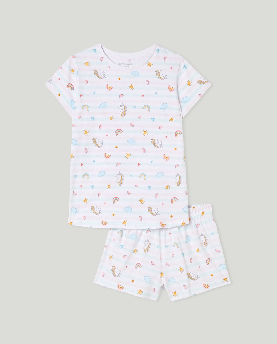 Pijama Curto com Estampado de Fantasia Rosa-4