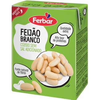Feijão Branco Cozido sem Sal Adicionado embalagem 380 g - Ferbar