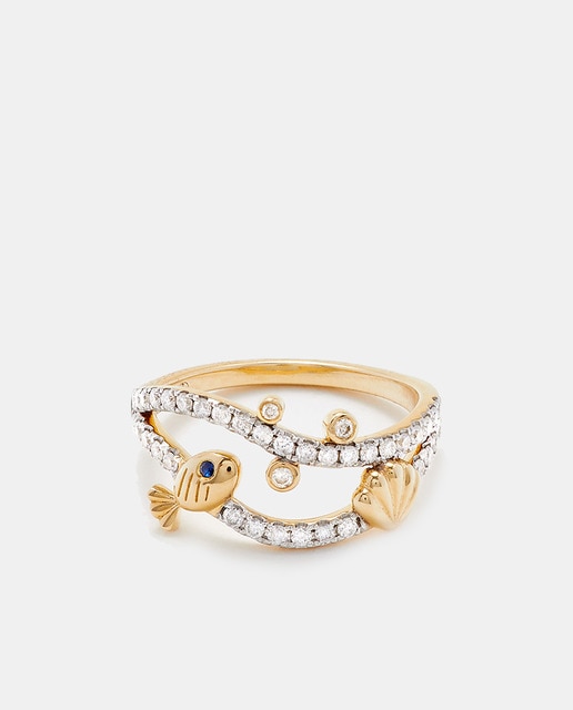 Imagen 0 de Anillo de oro con diamante y zafiro