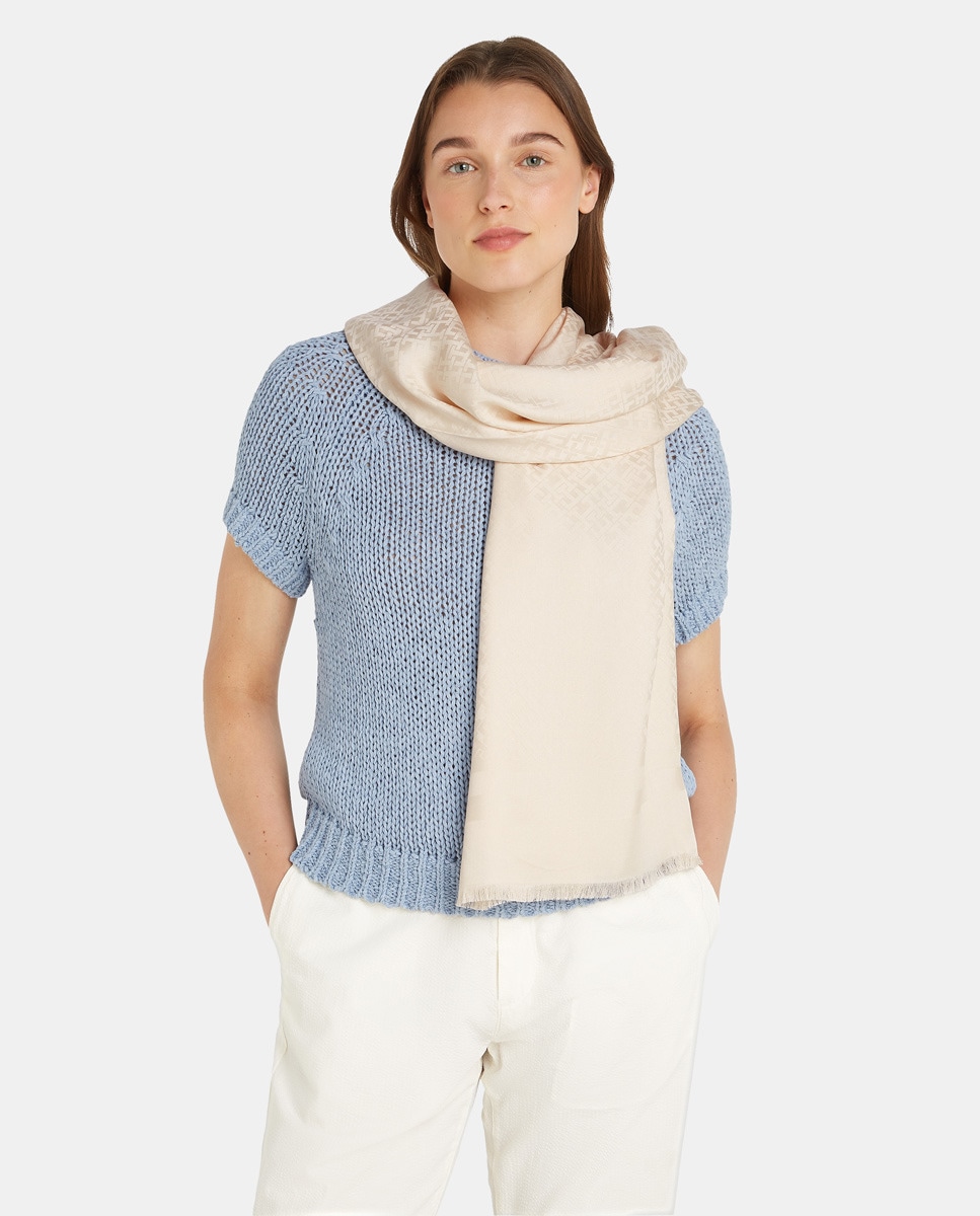 Écharpe de Algodão com Estampado - Branco Cru-2