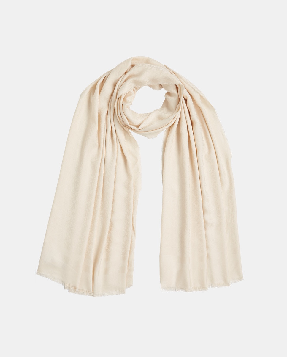 Écharpe de Algodão com Estampado - Branco Cru-3