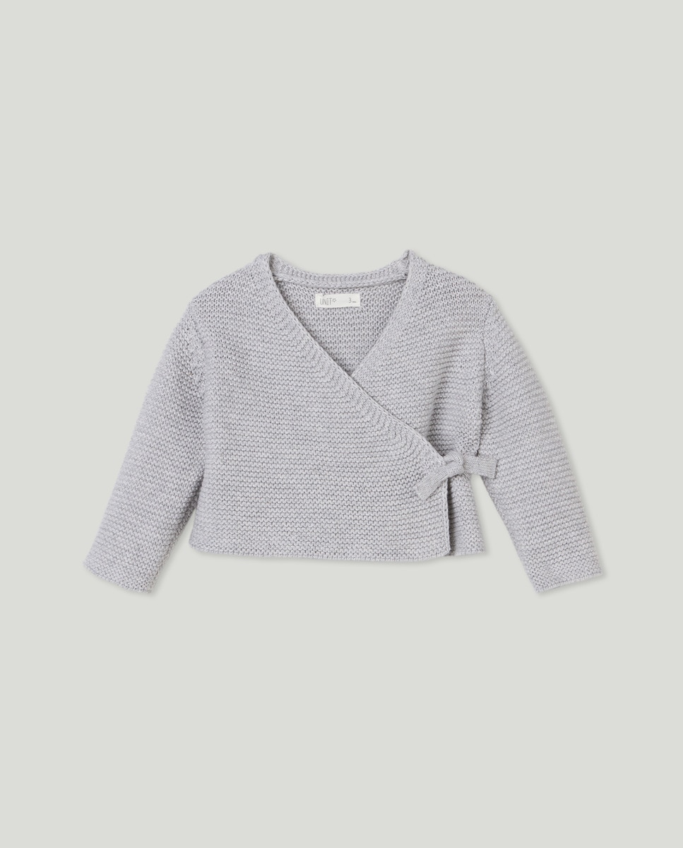 Chaqueta recién nacido cruzada Gris-1