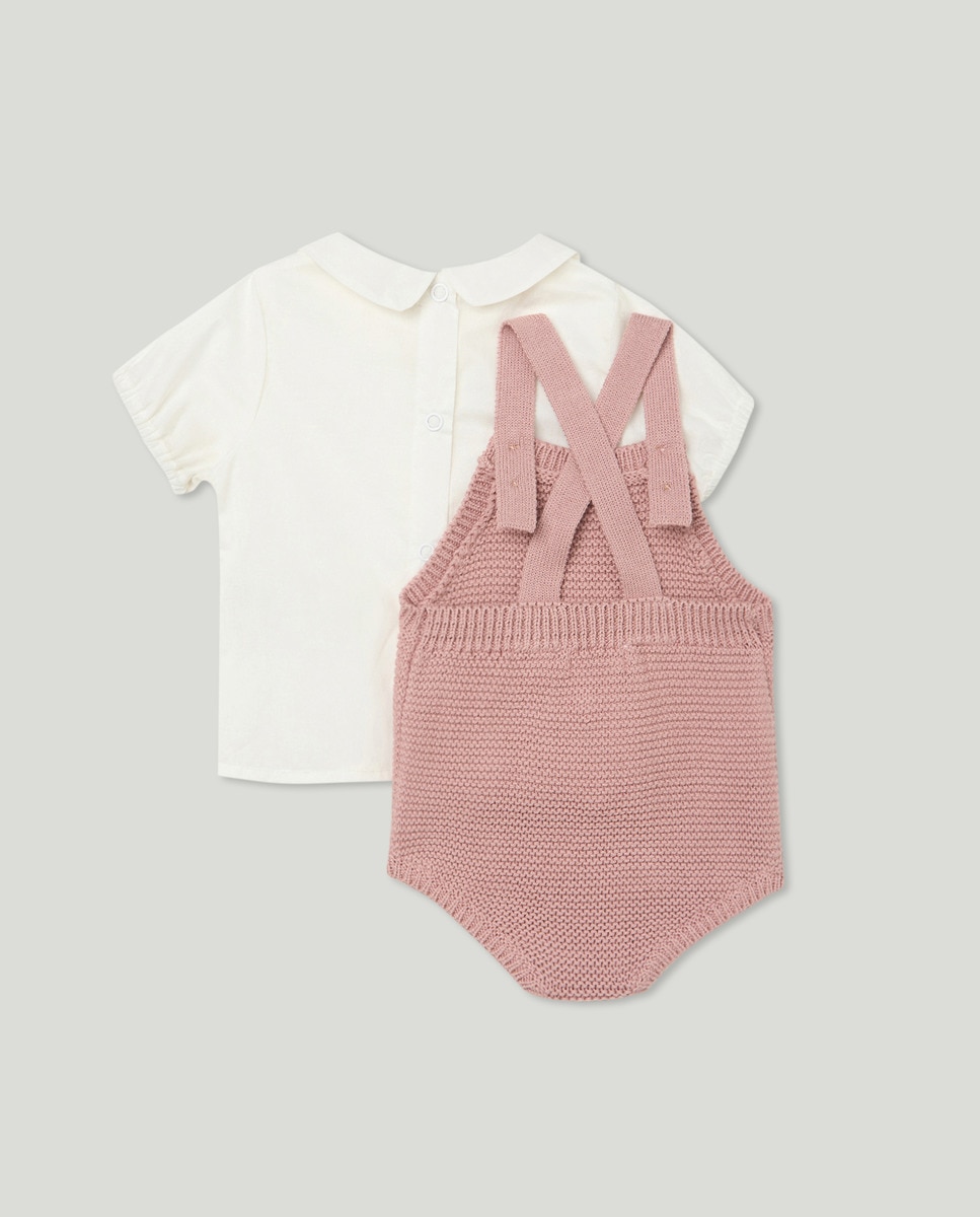 Conjunto 2 piezas recién nacido tricot link Rosa-2