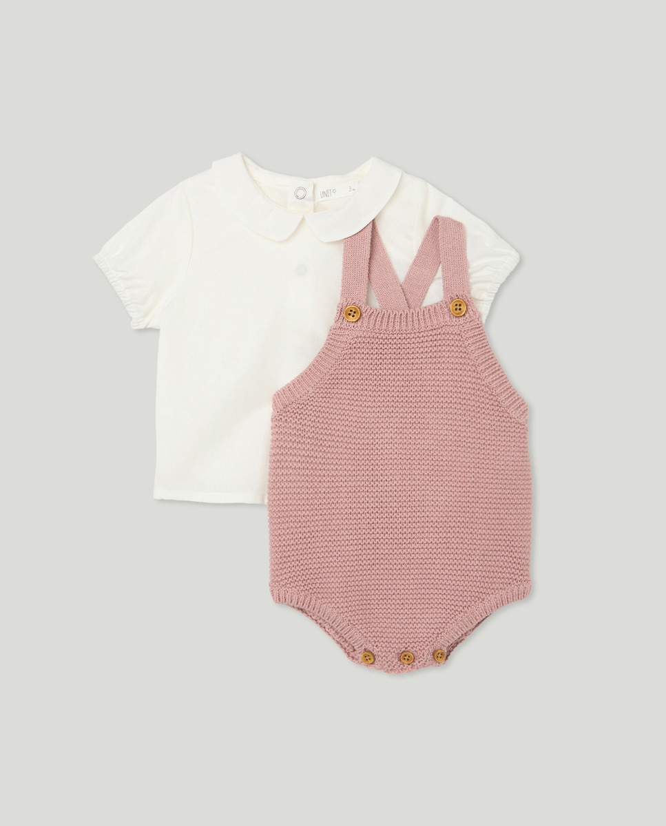 Conjunto 2 piezas recién nacido tricot link Rosa-1