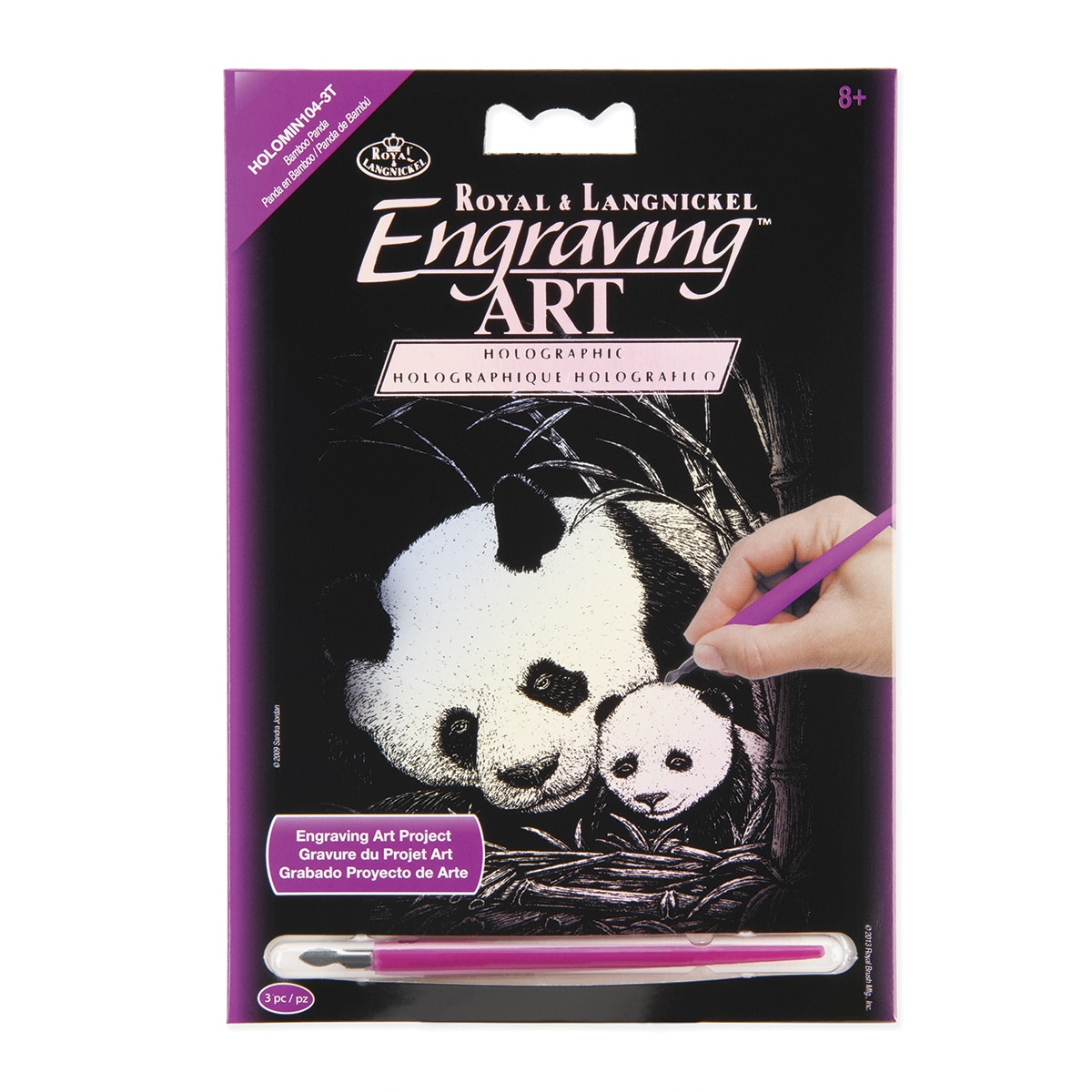 Imagen 0 de Engraving art RAIN28 tamaño mini dibujo oso panda marca Royal Langnickel color holográfico