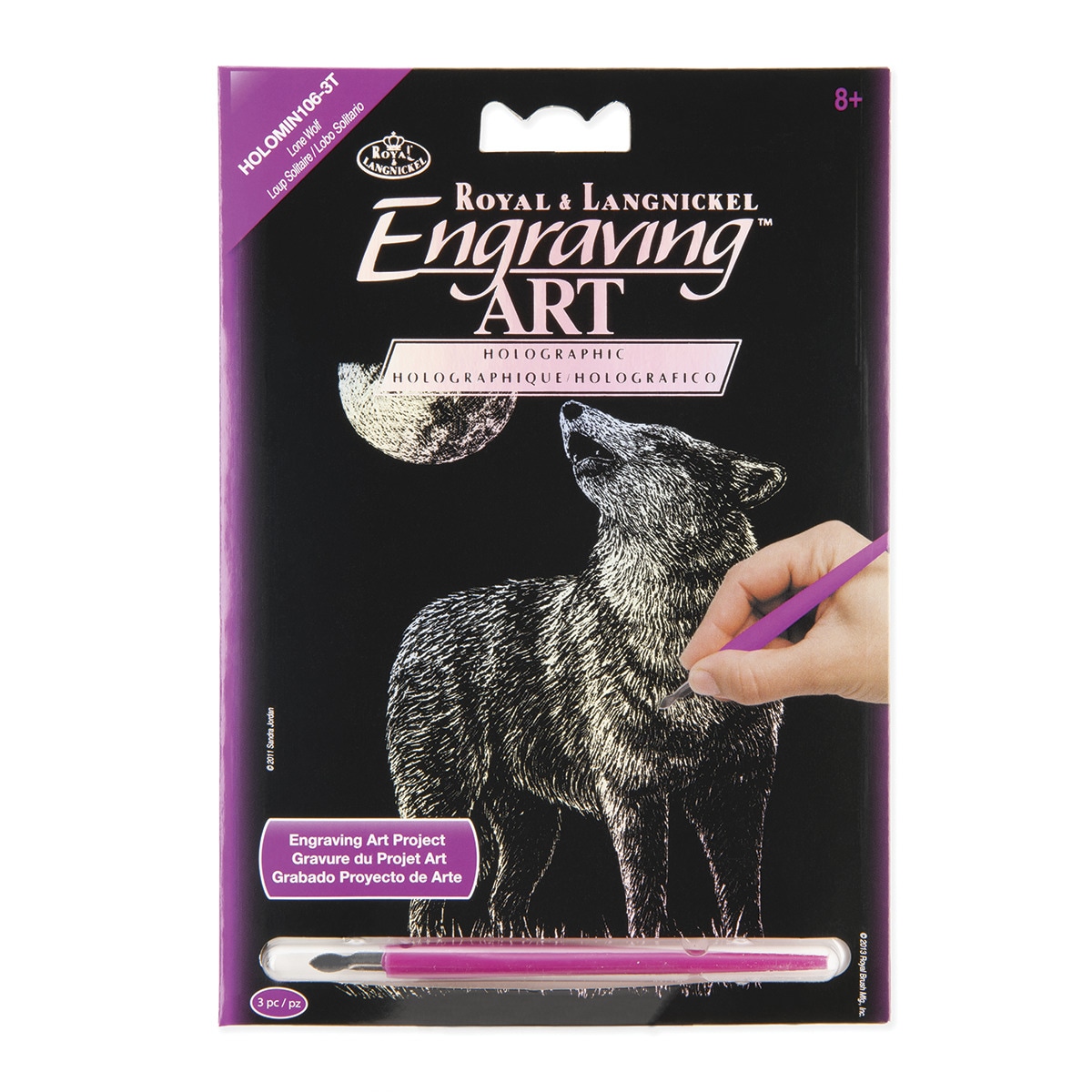 Imagem 0 de Engraving art HOLOMIN-106 lobo solitário Royal Langnickel cor holográfica