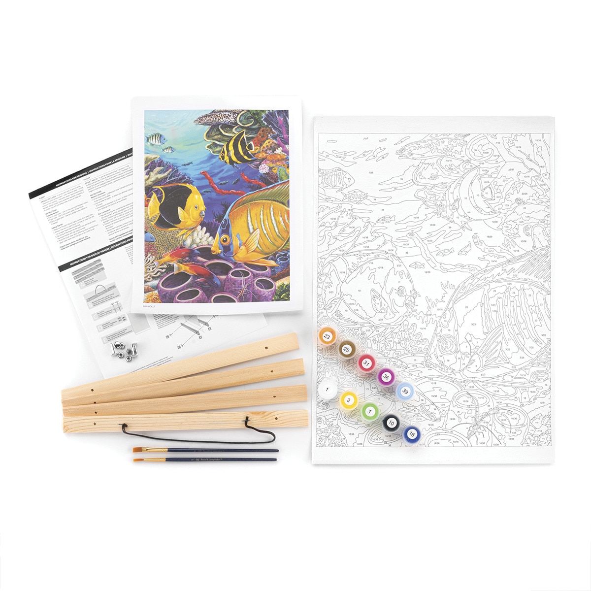 Pintar por números PBN-ROLL7 con lienzo para colgar, pinturas y pinceles, dibujo arrecife de coral del Caribe marca Royal Langnickel 5
