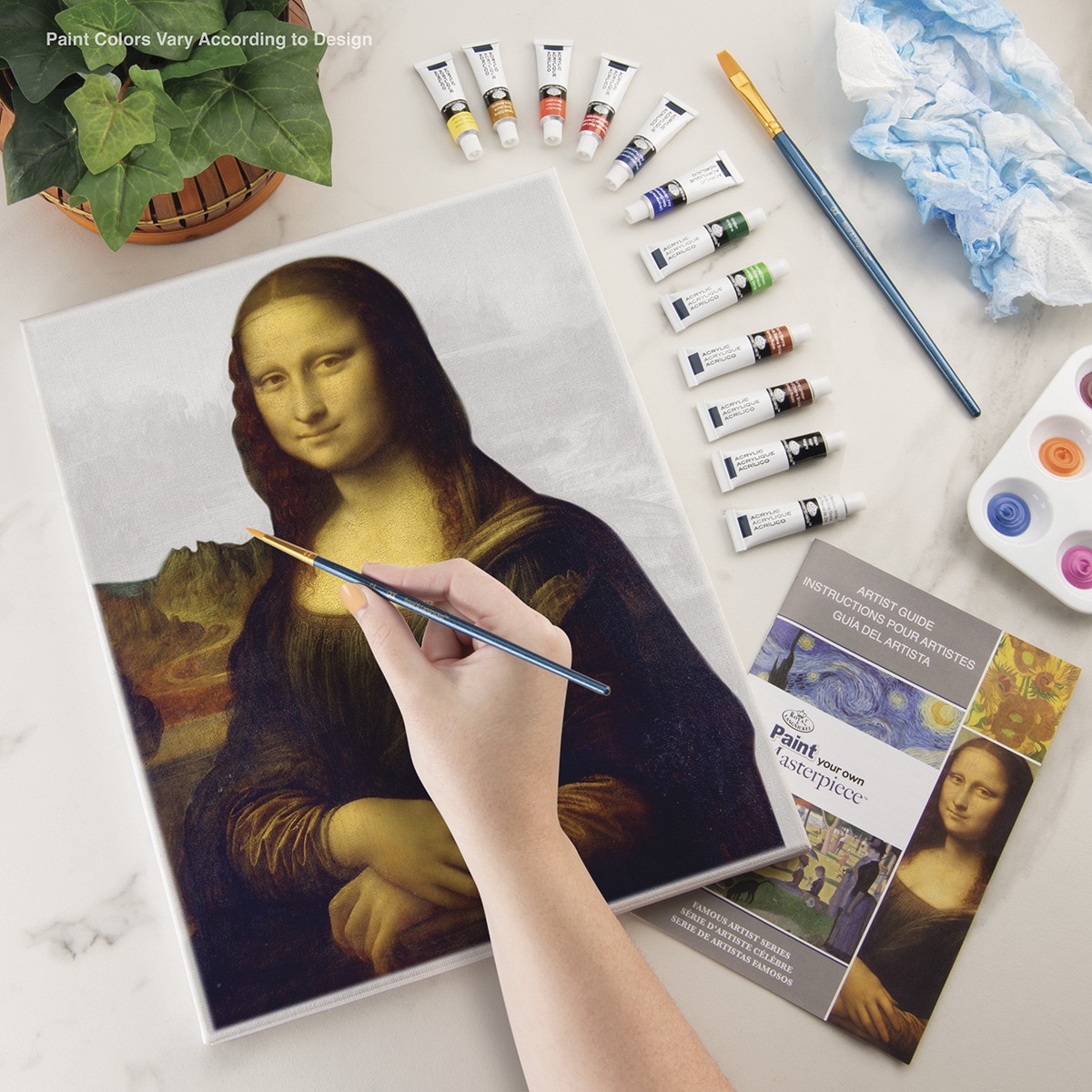 Pintar por números obra maestra POMA1 con lienzo y pinturas Mona Lisa - Gioconda da Vinci marca Royal Langnickel 3