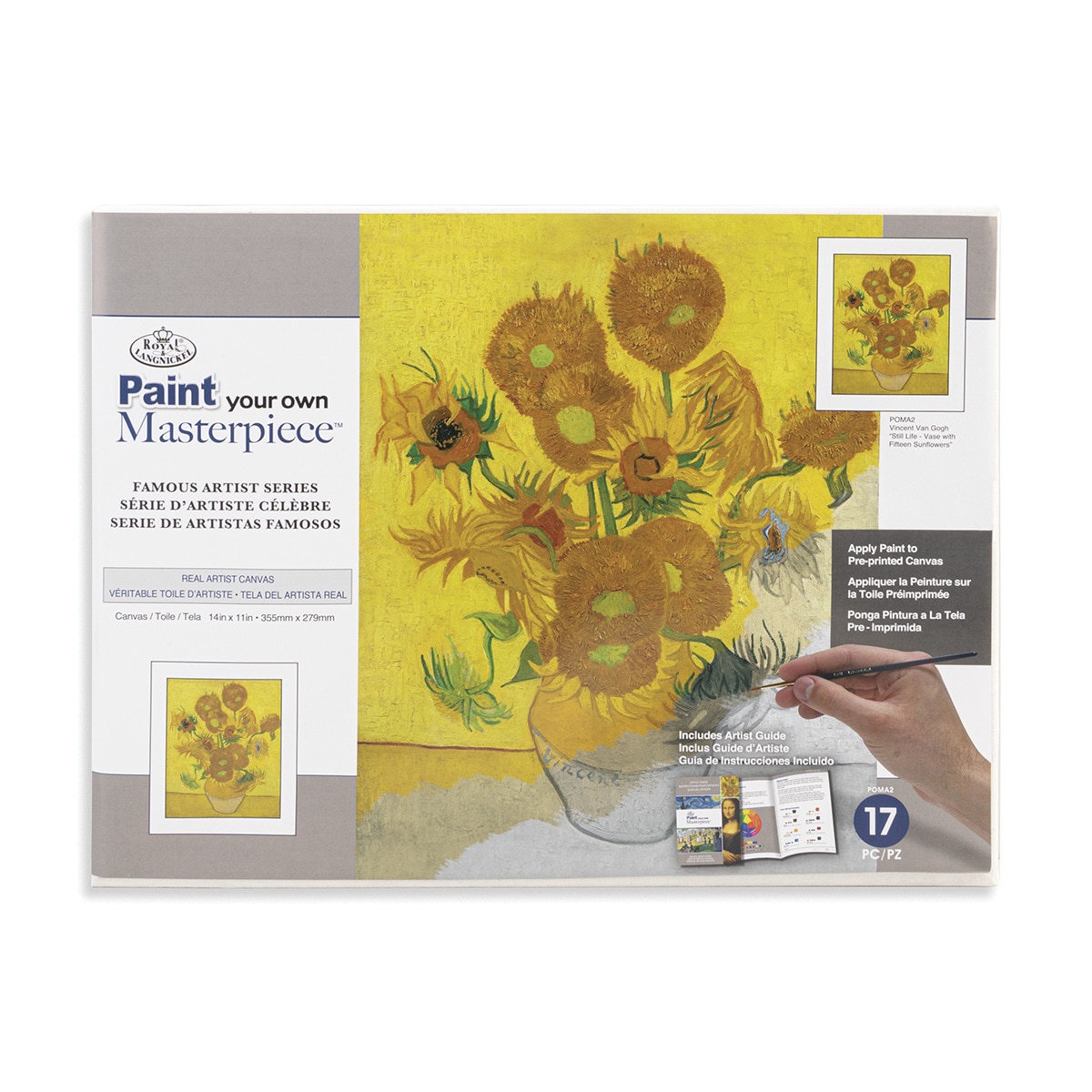 Pintar por números obra maestra POMA2 con lienzo y pinturas Los Girasoles de Van Gogh marca Royal Langnickel 1