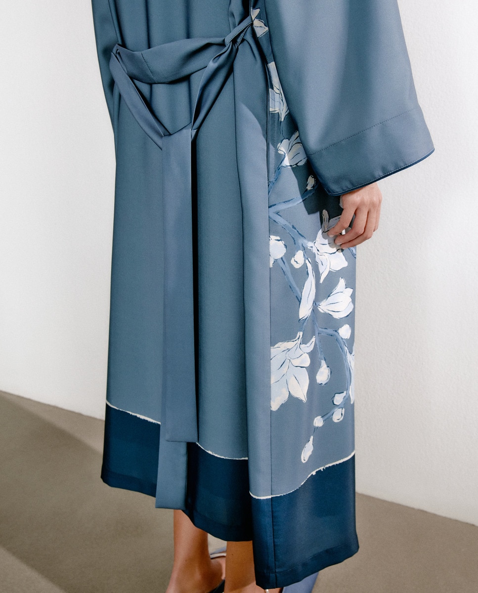 Robe Acetinado Cruzado Azul-3