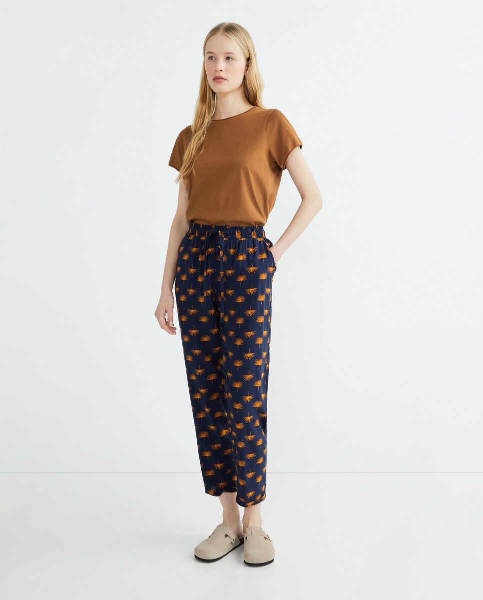 Pantalón estampado de mujer Rosa-1