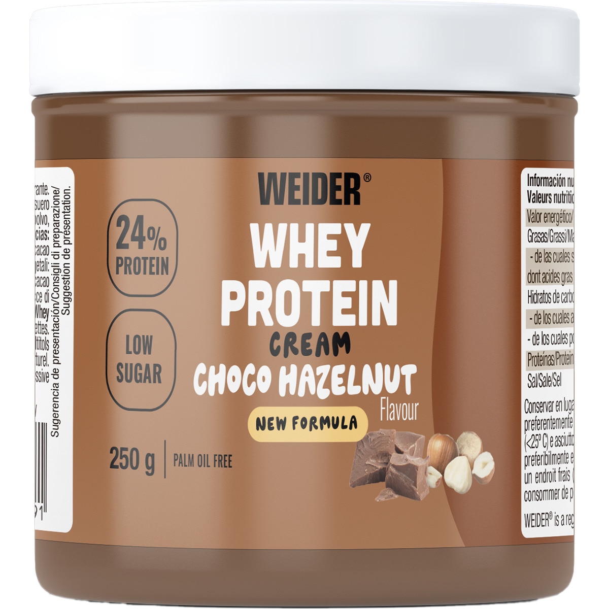 Whey Protein crema de cacao proteica para untar de avellanas y cacao sin gluten bote 250 g sin aceite de palma