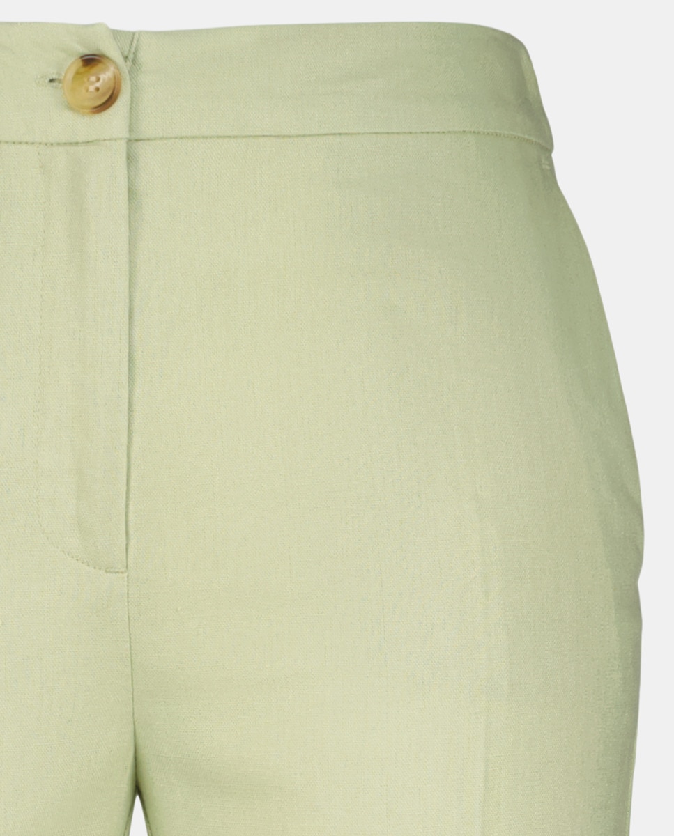 Calças de Linho com Bolso Francês Verde Sálvia-5