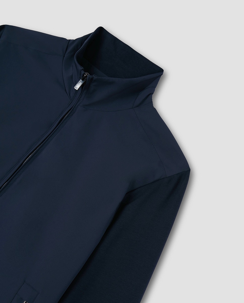 Blusão Híbrido de Nylon e Malha Azul-marinho-6