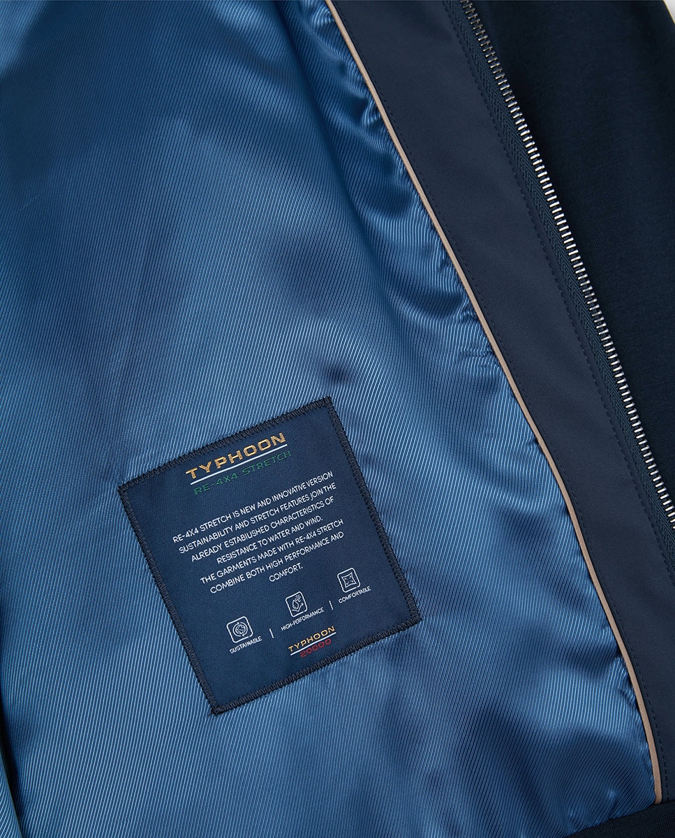 Blusão Híbrido de Nylon e Malha Azul-marinho-4