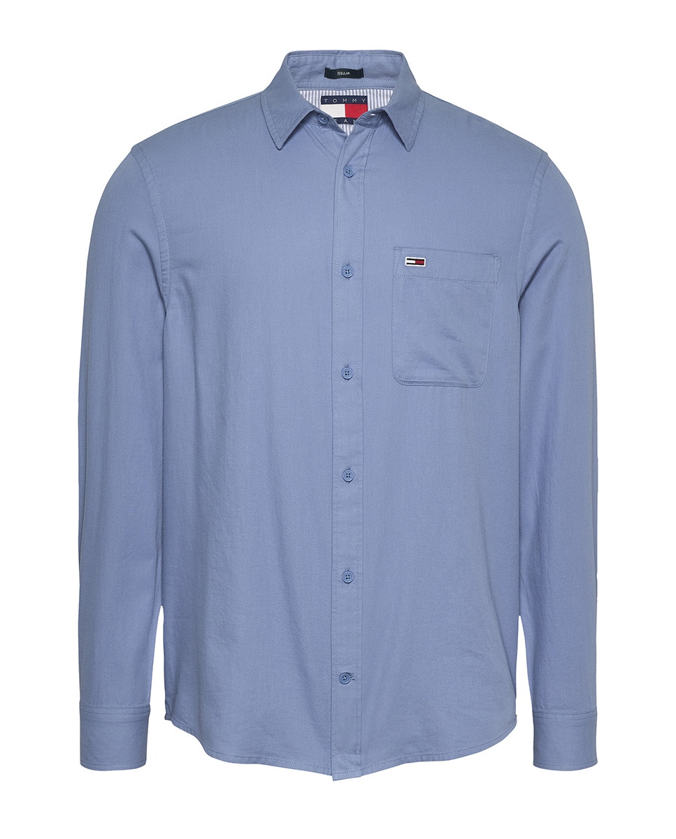 Camisa Regular Fit com Manga Comprida Azul-4