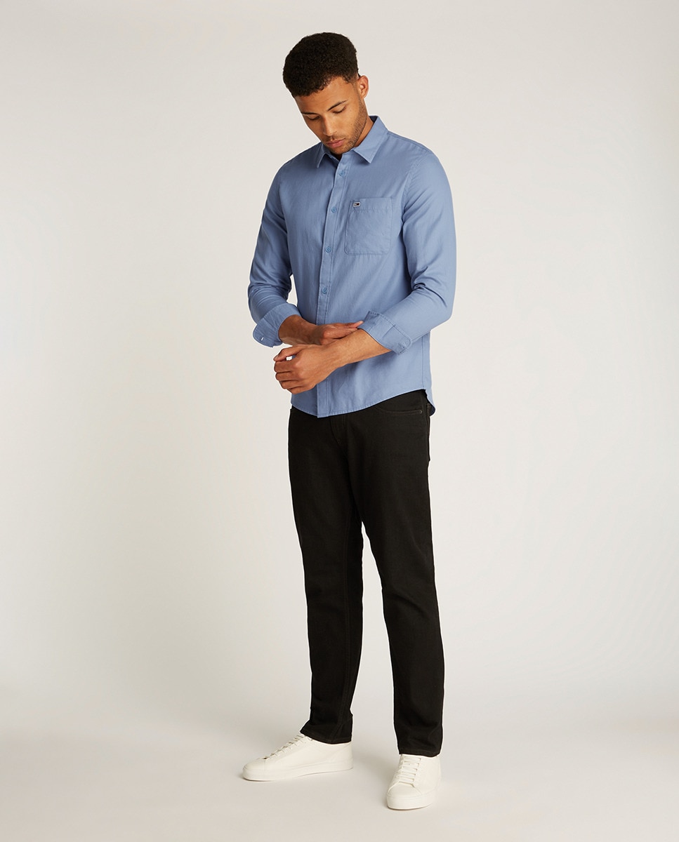 Camisa Regular Fit com Manga Comprida Azul-6