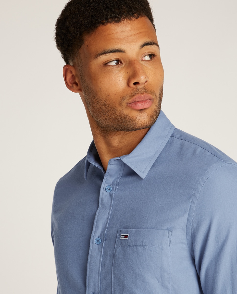 Camisa Regular Fit com Manga Comprida Azul-3