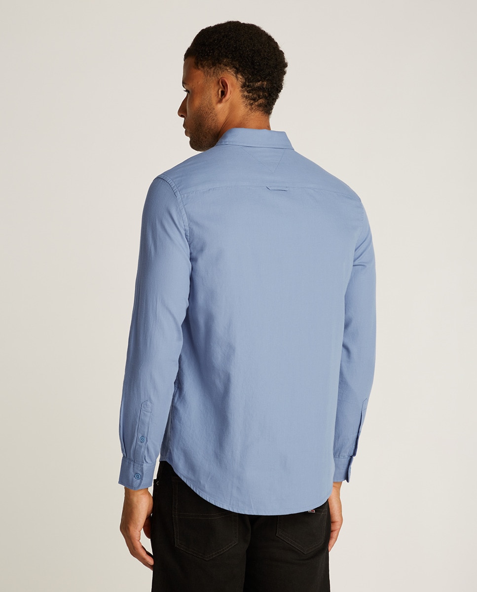 Camisa Regular Fit com Manga Comprida Azul-2