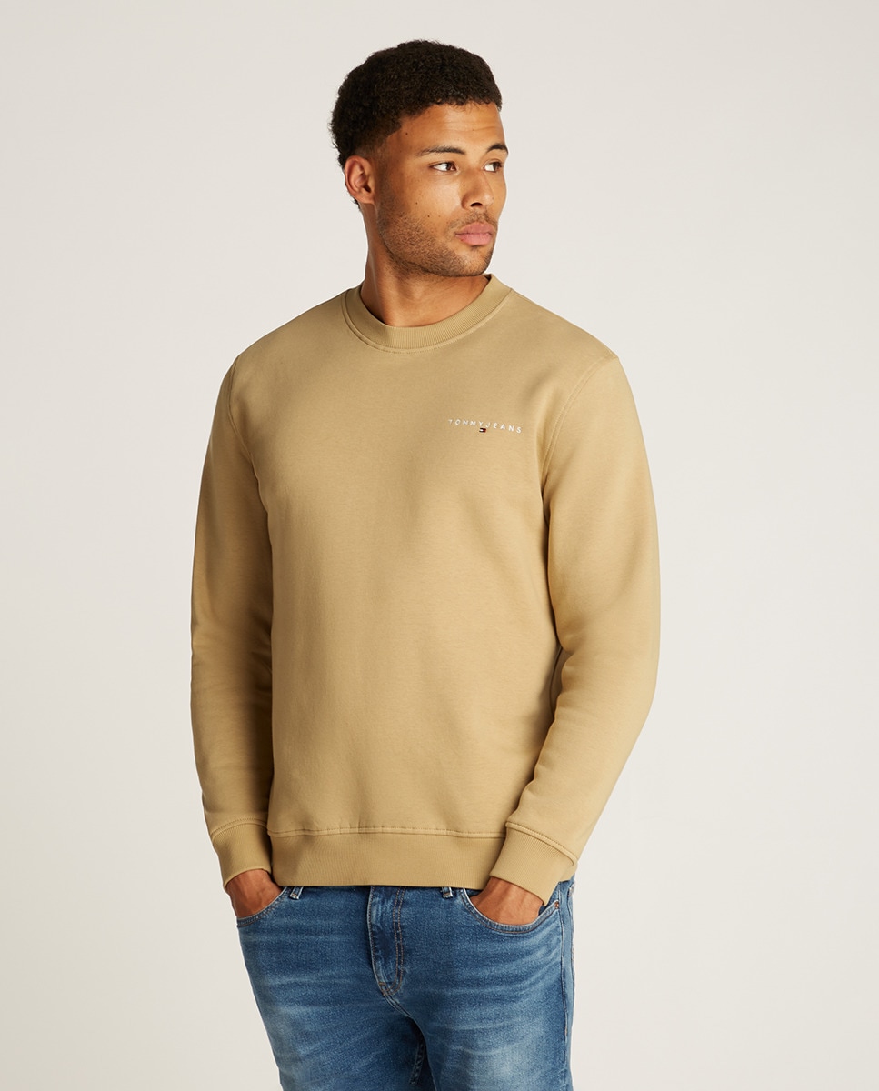 Sweatshirt Regular Fit com Decote Redondo Mostarda-1