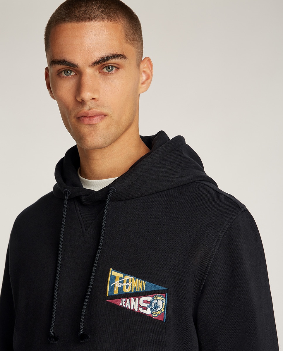 Sweatshirt com Capuz e Costas Estampadas Preto-3