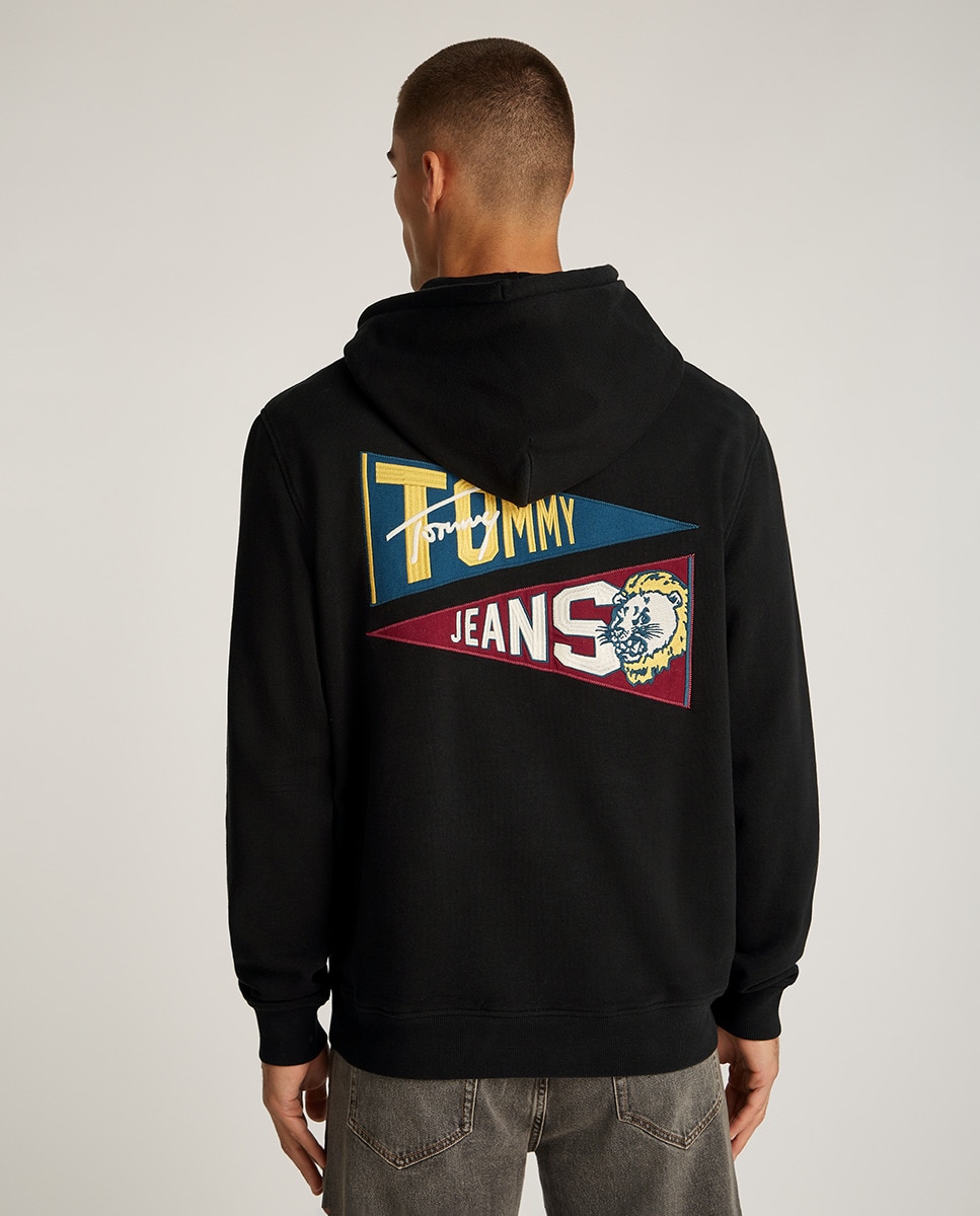 Sweatshirt com Capuz e Costas Estampadas Preto-2