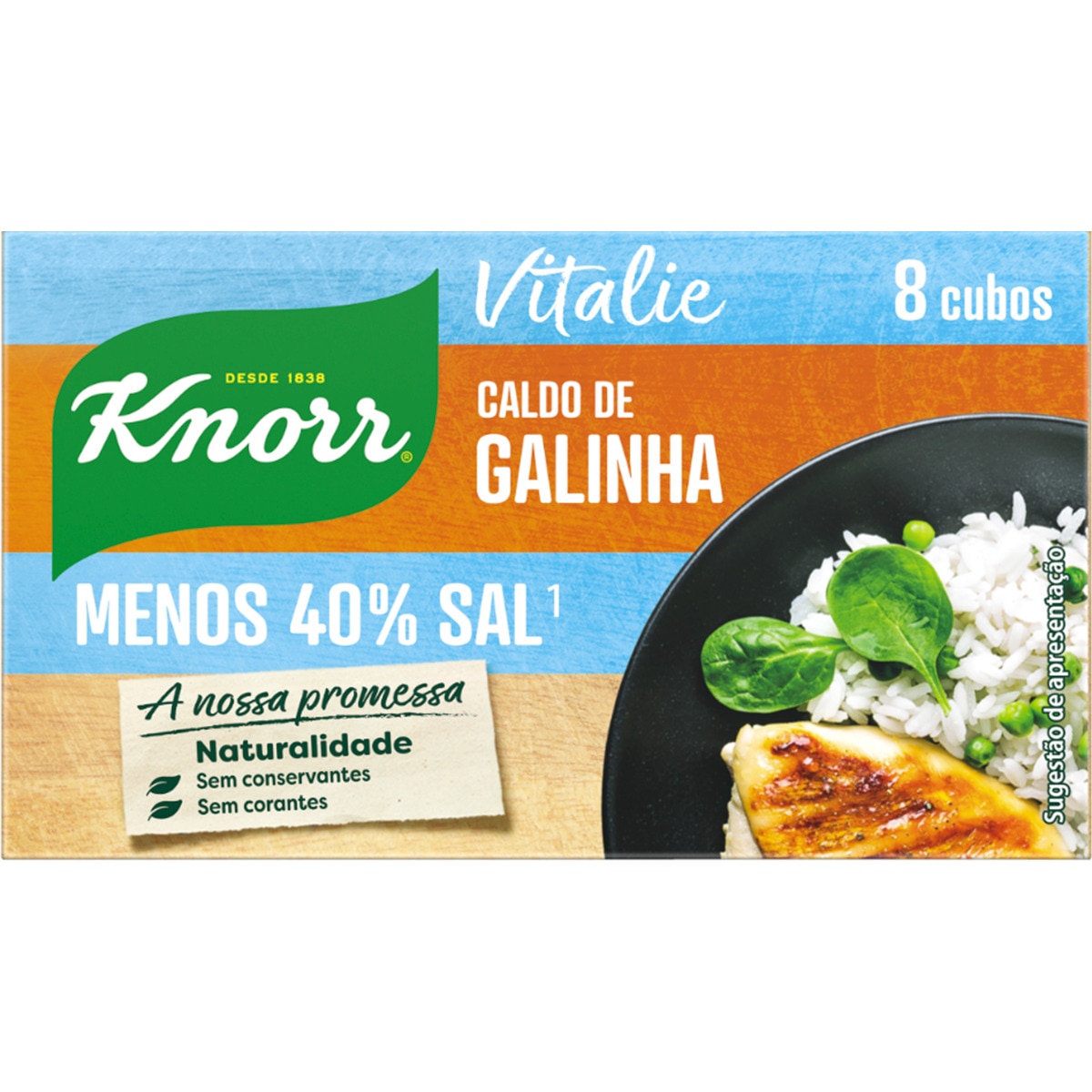 Caldo Vitalie de Galinha 8 Cubos (-30% de sal) embalagem 80 g
