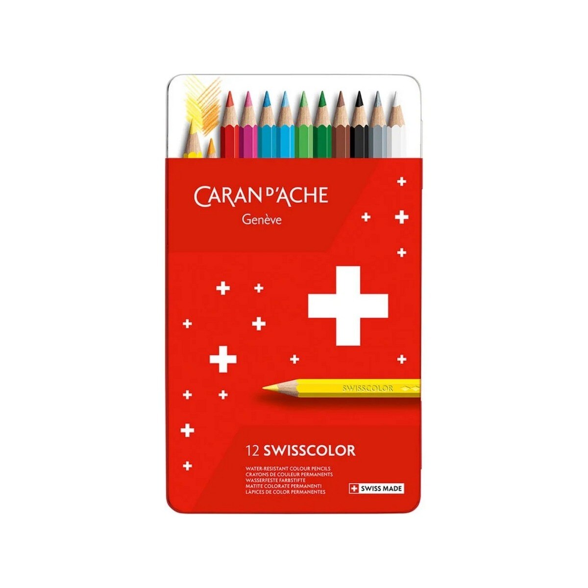 Lápis de Cor Caran d' Ache Swisscolor - Caixa Metálica com 12 Unidades 1