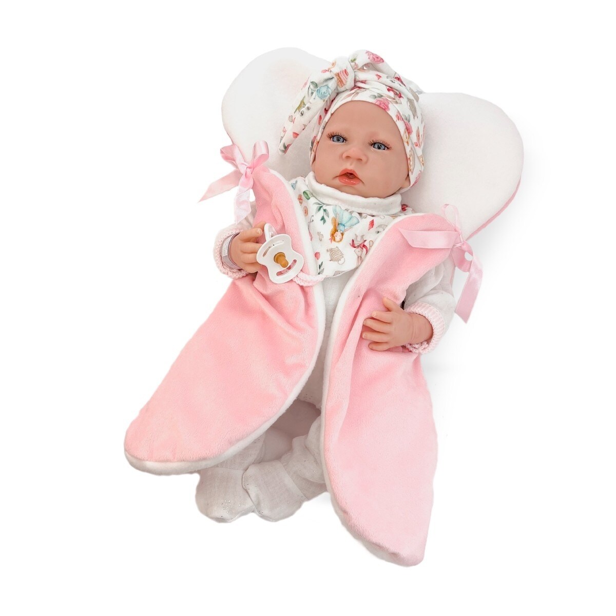 Boneca Reborn com Sweatshirt Branca Mecanismo Real e Almofada de Amamentação 50 cm 1