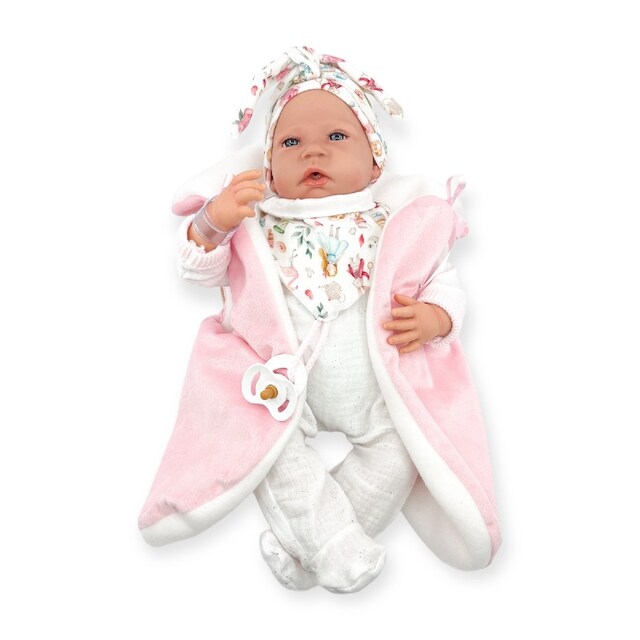 Imagem 0 de Almofada de amamentação Reborn Branco Duffle Pontilhado Branco Duffle Mecanismo Real Ref: 18302-24 50 Cm