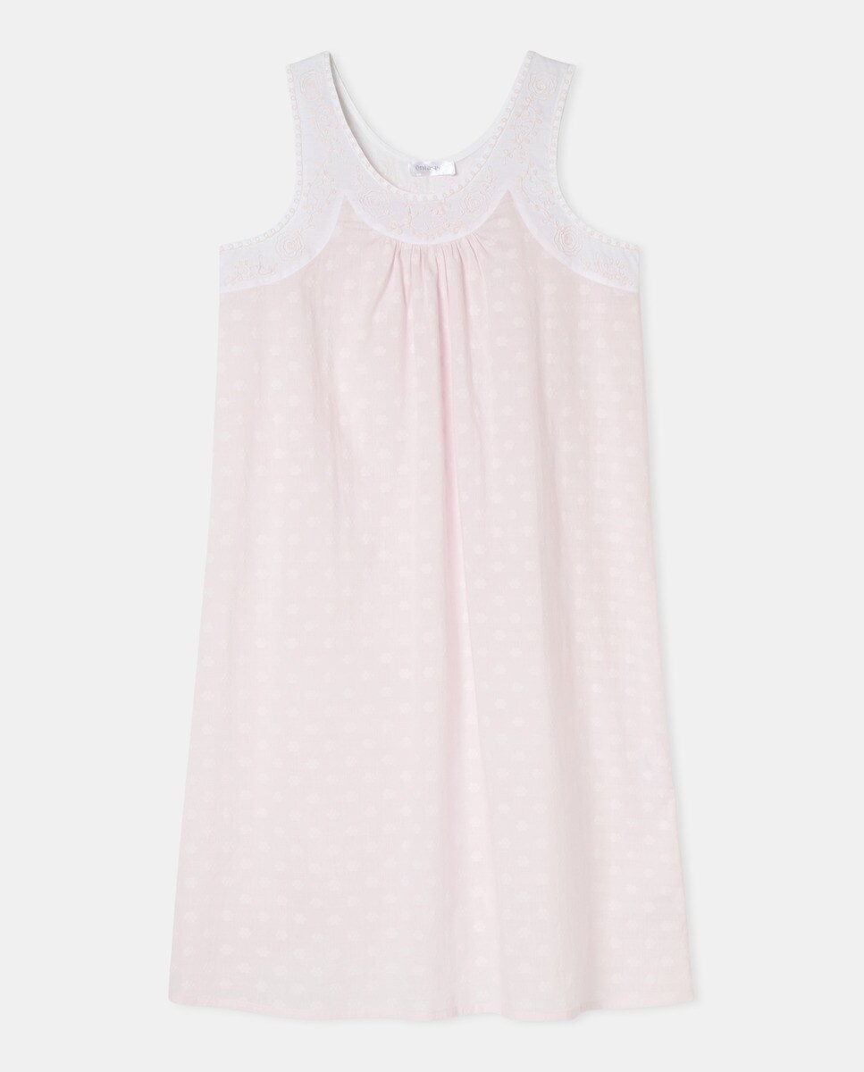 Camisa de Dormir com Alças Largas Rosa-claro-3