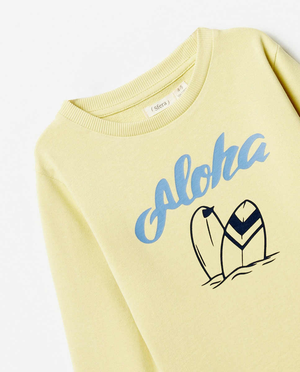 Sweatshirt Básica com Estampado Amarelo-2